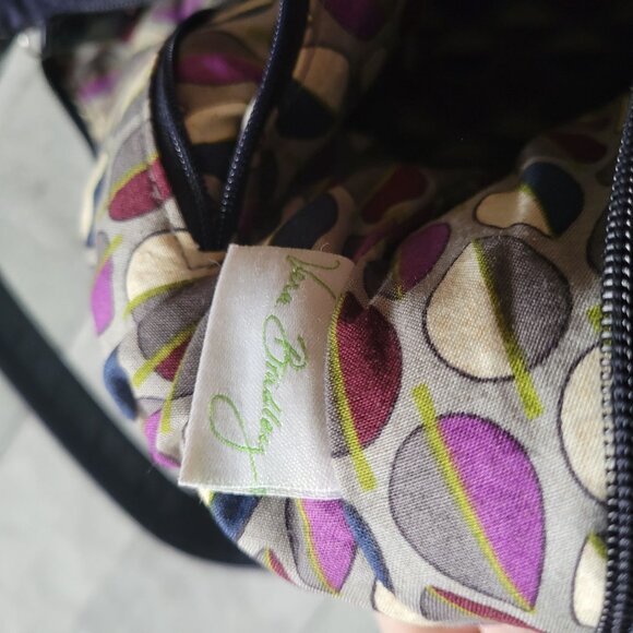 Vera Bradley Quilted Navy Hobo Shoulder Bag With Front Zipper Pocket & Adjustabl - Picture 6 of 10